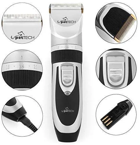 Pet Union Professional Dog Grooming Kit - Rechargeable, Cordless Pet Grooming Clippers & Complete Set of Dog Grooming Tools. Low Noise & Suitable for Dogs, Cats and Other Pets