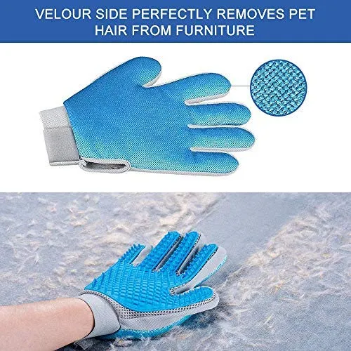 Pet Hair Remover Glove - Gentle Pet Grooming Glove Brush - Efficient Deshedding Glove - Massage Mitt with Enhanced Five Finger Design - Perfect for Dogs & Cats with Long & Short Fur - 1 Pack