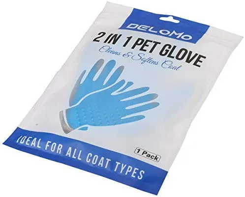 Pet Hair Remover Glove - Gentle Pet Grooming Glove Brush - Efficient Deshedding Glove - Massage Mitt with Enhanced Five Finger Design - Perfect for Dogs & Cats with Long & Short Fur - 1 Pack