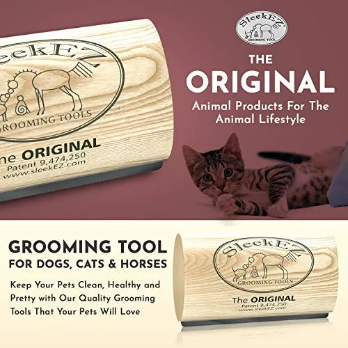 SleekEZ - Herramienta de aseo original para perros, gatos y caballos - Cepillo para pelo corto y largo - Elimina sin dolor el 95% del pelo suelto, piel y suciedad - fácil de limpiar - fabricado en Estados Unidos