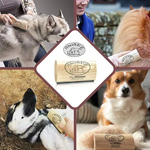 SleekEZ - Herramienta de aseo original para perros, gatos y caballos - Cepillo para pelo corto y largo - Elimina sin dolor el 95% del pelo suelto, piel y suciedad - fácil de limpiar - fabricado en Estados Unidos