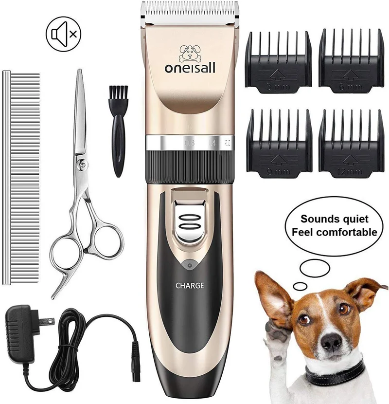 Kit de Corte para mascotas, bajo nivel de ruido Oneisall perro y gato, eléctrico, recargable e inalámbrico Set de cortauñas