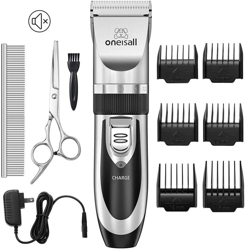 Kit de Corte para mascotas, bajo nivel de ruido Oneisall perro y gato, eléctrico, recargable e inalámbrico Set de cortauñas