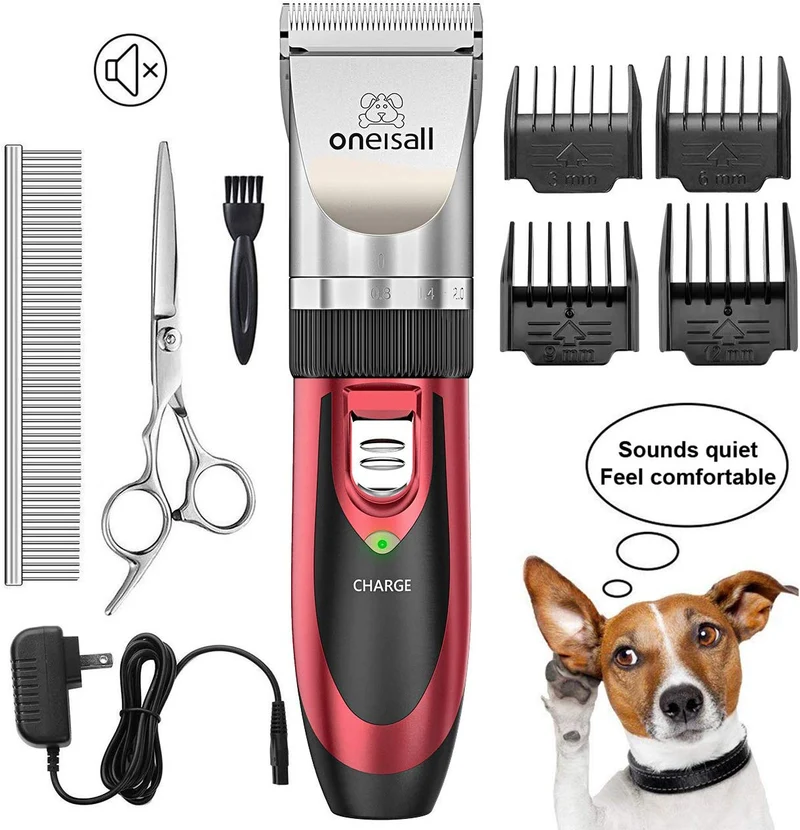 Kit de Corte para mascotas, bajo nivel de ruido Oneisall perro y gato, eléctrico, recargable e inalámbrico Set de cortauñas
