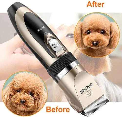 Kit de Corte para mascotas, bajo nivel de ruido Oneisall perro y gato, eléctrico, recargable e inalámbrico Set de cortauñas