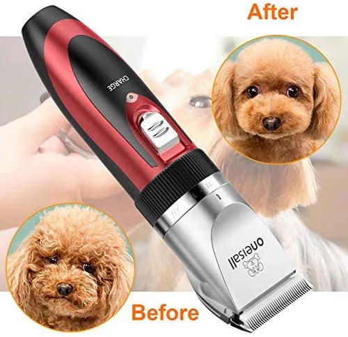 Kit de Corte para mascotas, bajo nivel de ruido Oneisall perro y gato, eléctrico, recargable e inalámbrico Set de cortauñas