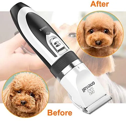 Kit de Corte para mascotas, bajo nivel de ruido Oneisall perro y gato, eléctrico, recargable e inalámbrico Set de cortauñas