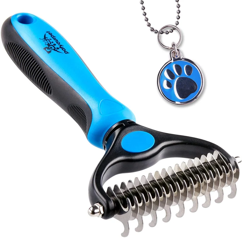 Herramienta para aseo de mascota – Peine de dos lados para gatos y perros – Peine desenredante seguro para fácil eliminación de marañas y enredos – No más desprendimiento desagradable y pelo volando