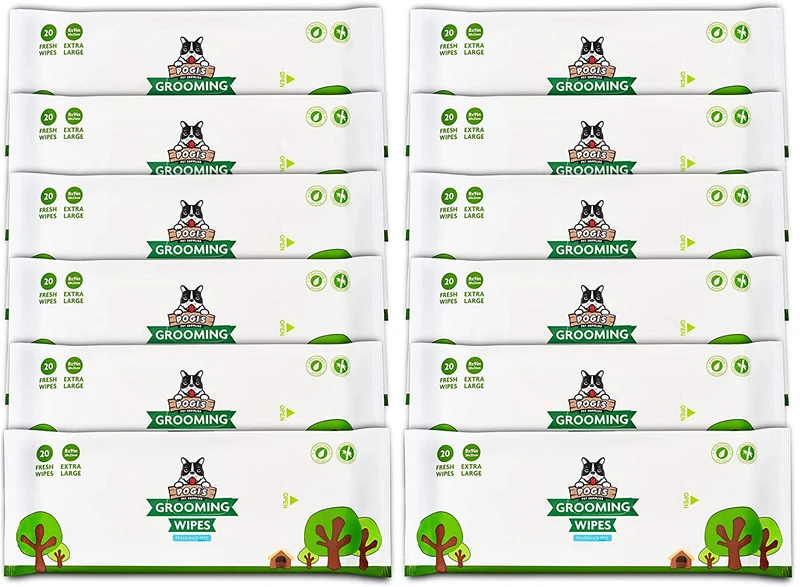 Pogi's Grooming Wipes, 100 toallitas antisépticas para perros y gatos
