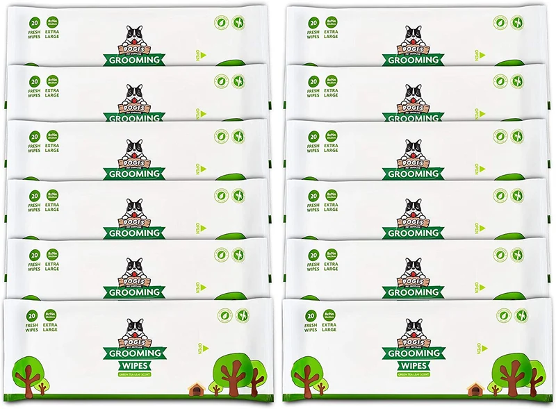 Pogi's Grooming Wipes, 100 toallitas antisépticas para perros y gatos