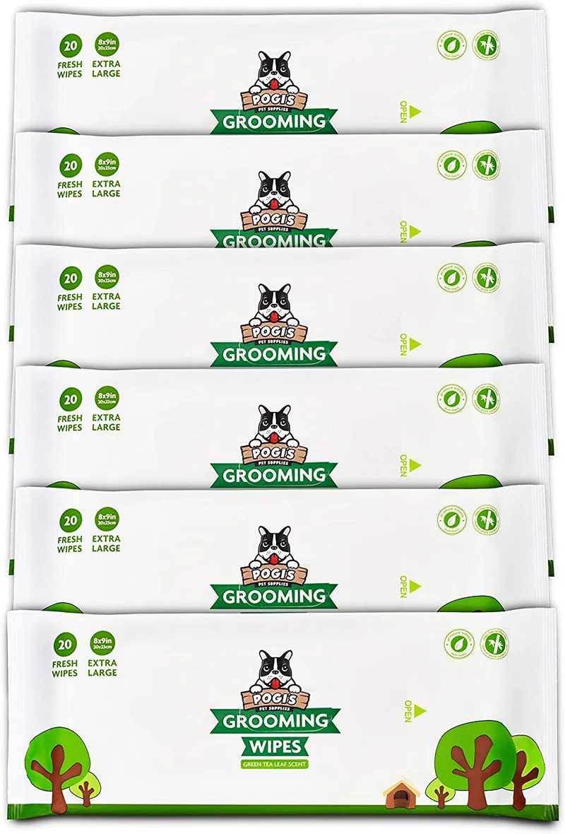 Pogi's Grooming Wipes, 100 toallitas antisépticas para perros y gatos