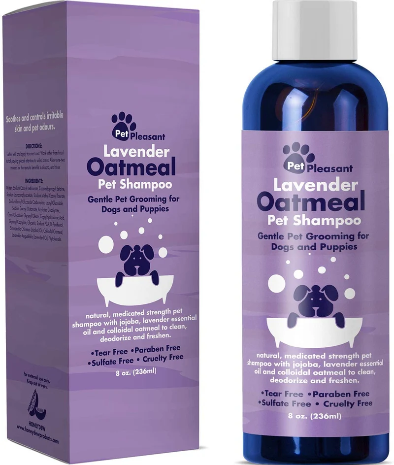 HONEYDEW Champú para perros con harina de avena coloidal con aceites esenciales de lavanda pura – Champú sin desgarros para el alivio de la piel irritada seca – Eliminador de olores para mascotas – Champú de aseo