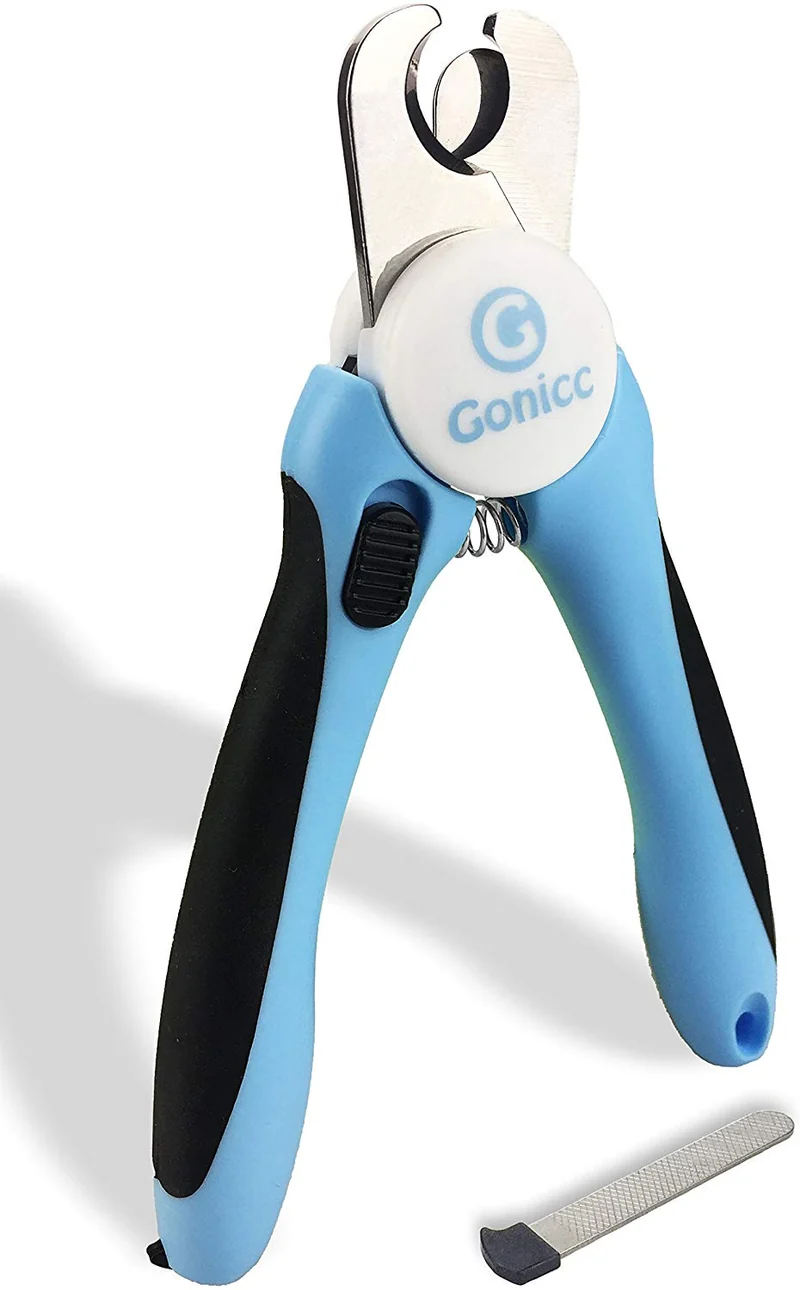 Cortaúñas y recortadores para mascotas de gónicc para perros y gatos, con protección de seguridad para evitar cortes excesivos, lima de uñas gratuita, cuchilla afilada, herramienta profesional de aseo para perros grandes y pequeños