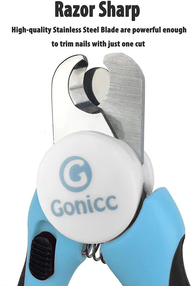 Cortaúñas y recortadores para mascotas de gónicc para perros y gatos, con protección de seguridad para evitar cortes excesivos, lima de uñas gratuita, cuchilla afilada, herramienta profesional de aseo para perros grandes y pequeños