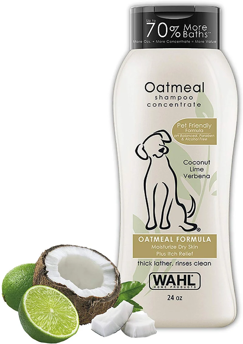 Wahl Champú para perros para alivio de picazón y piel seca, fórmula de avena con verbena de coco y ingredientes 100% naturales, 24 onzas