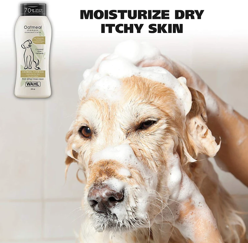 Wahl Champú para perros para alivio de picazón y piel seca, fórmula de avena con verbena de coco y ingredientes 100% naturales, 24 onzas