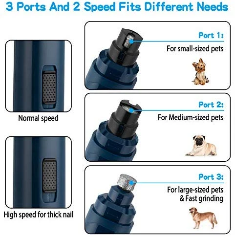 Molinillo de uñas para perros Casfuy, profesional, 2 velocidades, eléctrico, recargable