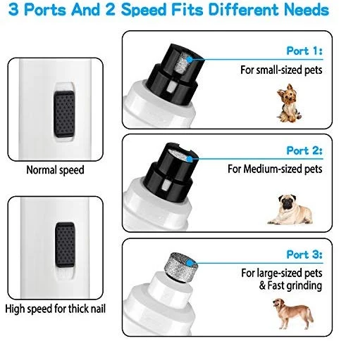 Molinillo de uñas para perros Casfuy, profesional, 2 velocidades, eléctrico, recargable