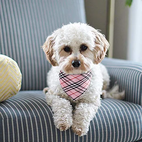 Collar con lazo para perro con campana, bandana clásica a cuadros, baberos triangulares, accesorios para bufanda, paquete de 2 lazos, para cachorros y gatos