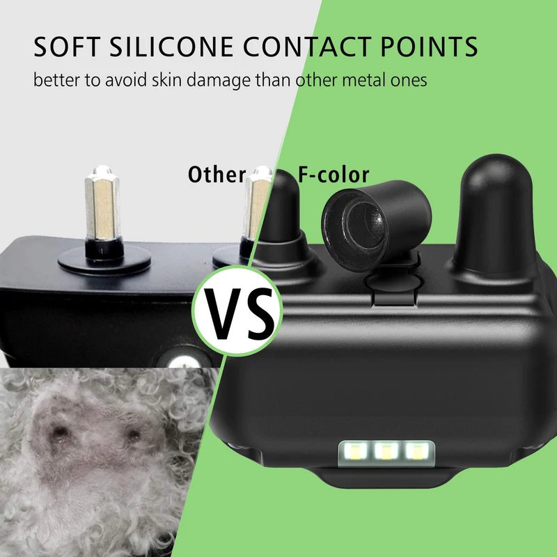 F-color collar de entrenamiento para perro, recargable e impermeable, collar de choque para perros con mando a distancia, 2600 pies, con luz LED vibrante de choque 4 modos para perros pequeños, medianos y grandes, color negro