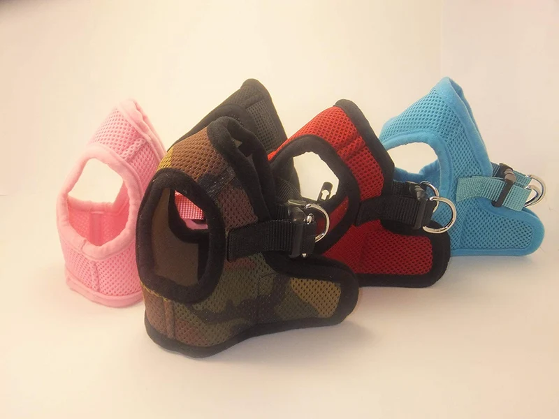 Arnés para perros de malla suave, cómodo para razas pequeñas, cachorros, juguetes, de 2 a 16 lb, en color rosa bebé, azul, negro, rojo, camuflado en tamaño pequeño, mediano, grande y extra grande
