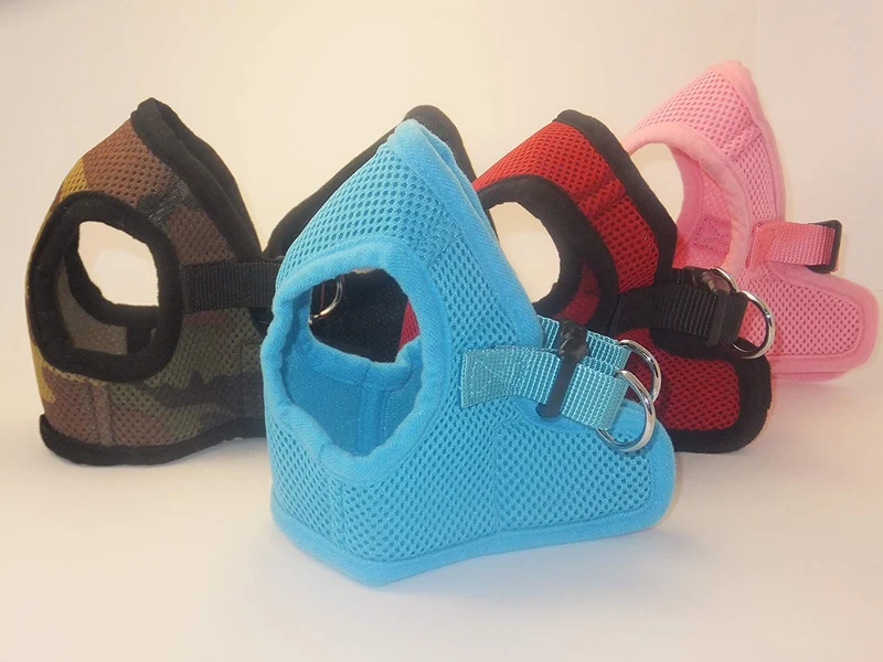 Arnés para perros de malla suave, cómodo para razas pequeñas, cachorros, juguetes, de 2 a 16 lb, en color rosa bebé, azul, negro, rojo, camuflado en tamaño pequeño, mediano, grande y extra grande