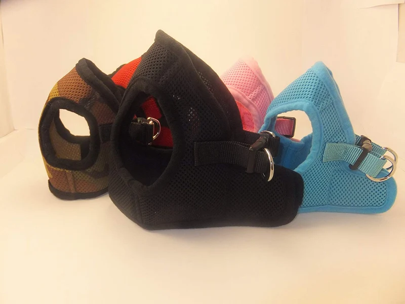Arnés para perros de malla suave, cómodo para razas pequeñas, cachorros, juguetes, de 2 a 16 lb, en color rosa bebé, azul, negro, rojo, camuflado en tamaño pequeño, mediano, grande y extra grande