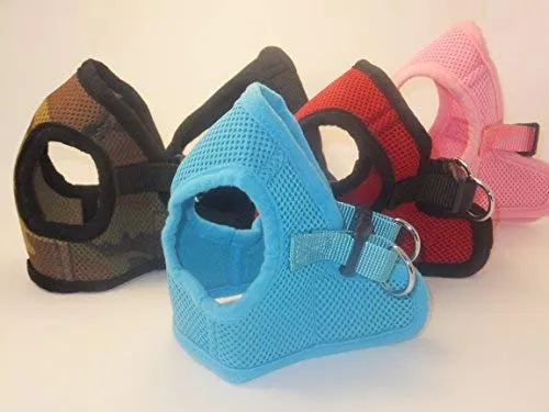 Arnés para perros de malla suave, cómodo para razas pequeñas, cachorros, juguetes, de 2 a 16 lb, en color rosa bebé, azul, negro, rojo, camuflado en tamaño pequeño, mediano, grande y extra grande