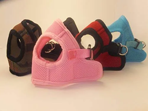 Arnés para perros de malla suave, cómodo para razas pequeñas, cachorros, juguetes, de 2 a 16 lb, en color rosa bebé, azul, negro, rojo, camuflado en tamaño pequeño, mediano, grande y extra grande