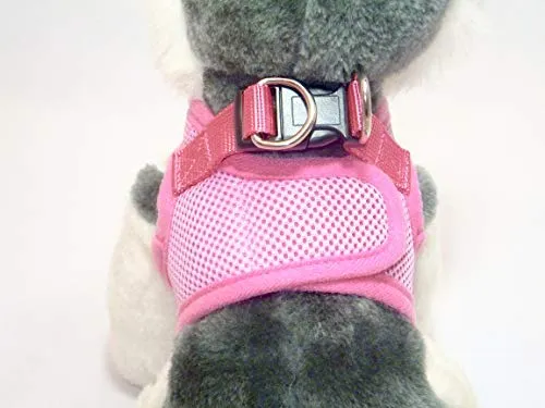 Arnés para perros de malla suave, cómodo para razas pequeñas, cachorros, juguetes, de 2 a 16 lb, en color rosa bebé, azul, negro, rojo, camuflado en tamaño pequeño, mediano, grande y extra grande