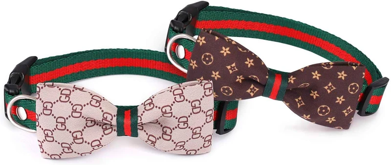 Freewindo Collar para gato con lazo para perro, 2 piezas desmontables, collar ajustable para perros y gatos pequeños y medianos
