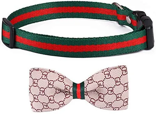 Freewindo Collar para gato con lazo para perro, 2 piezas desmontables, collar ajustable para perros y gatos pequeños y medianos