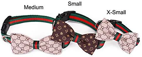Freewindo Collar para gato con lazo para perro, 2 piezas desmontables, collar ajustable para perros y gatos pequeños y medianos