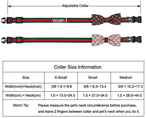Freewindo Collar para gato con lazo para perro, 2 piezas desmontables, collar ajustable para perros y gatos pequeños y medianos