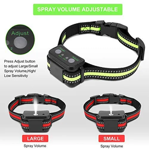 Zeonetak collar de corteza en spray para entrenamiento de perro, Citronella Control Stop ladrando collar para perros pequeño, mediano, grande, ajustable, recargable, impermeable, sin golpes y humanos