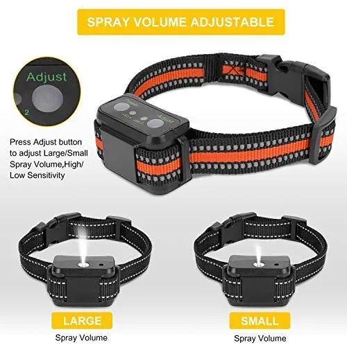 Zeonetak collar de corteza en spray para entrenamiento de perro, Citronella Control Stop ladrando collar para perros pequeño, mediano, grande, ajustable, recargable, impermeable, sin golpes y humanos