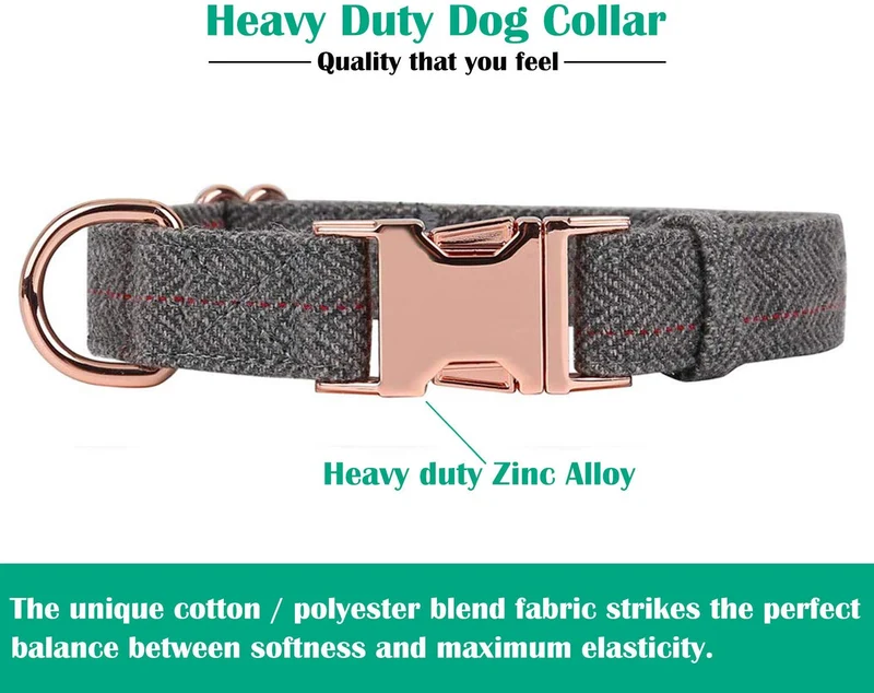 KUYOUGOU - Collar y correa para perro (6.6 ft), diseño elegante con juego de oro rosa, 3 longitudes ajustables, para perros pequeños a grandes