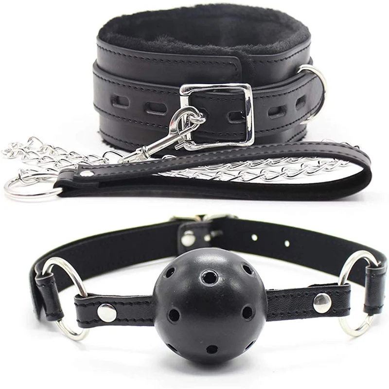 Yeoubi - Gargantilla de piel suave, collar con línea de piel y correa y bola abierta de piel transpirable con persiana