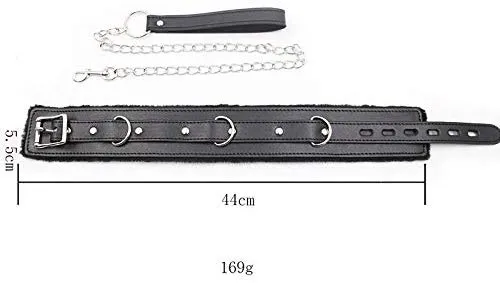 Yeoubi - Gargantilla de piel suave, collar con línea de piel y correa y bola abierta de piel transpirable con persiana