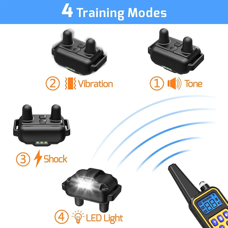 Veckle Collar de entrenamiento para perro, collar de choque recargable de 2600 pies para 2 perros, collar de choque impermeable con mando a distancia, luz LED, pitido, cargador, collar electrónico de vibración para perros grandes y medianos