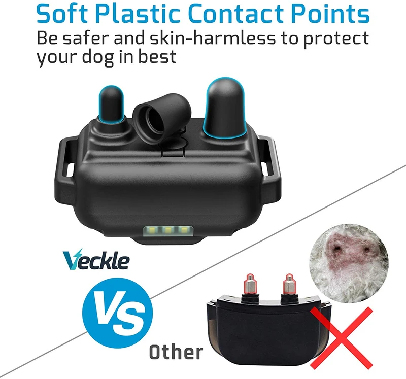 Veckle Collar de entrenamiento para perro, collar de choque recargable de 2600 pies para 2 perros, collar de choque impermeable con mando a distancia, luz LED, pitido, cargador, collar electrónico de vibración para perros grandes y medianos