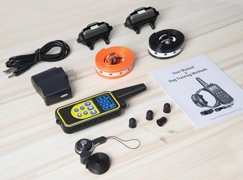 Veckle Collar de entrenamiento para perro, collar de choque recargable de 2600 pies para 2 perros, collar de choque impermeable con mando a distancia, luz LED, pitido, cargador, collar electrónico de vibración para perros grandes y medianos