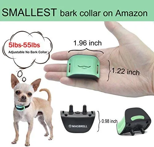 MASBRIL Dog Bark Collar - Upgrade 2019 Safe No Bark Control Device for Tiny Small Medium Dog-Stop Barking by Sound and Vibration- No Shock Human Way-Best Choice for Dog Lovers