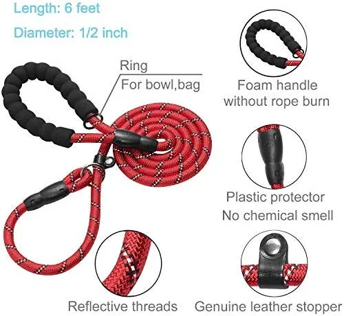 Haapaw 2 paquetes de correa para perro con cómodo mango acolchado reflectante, cuerda de escalada de montaña, correas de entrenamiento para perros grandes, medianos y pequeños (6 pies)