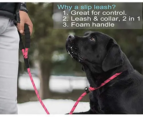 Haapaw 2 paquetes de correa para perro con cómodo mango acolchado reflectante, cuerda de escalada de montaña, correas de entrenamiento para perros grandes, medianos y pequeños (6 pies)