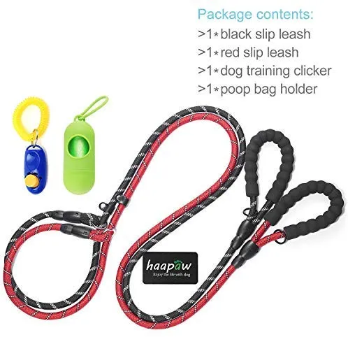 Haapaw 2 paquetes de correa para perro con cómodo mango acolchado reflectante, cuerda de escalada de montaña, correas de entrenamiento para perros grandes, medianos y pequeños (6 pies)