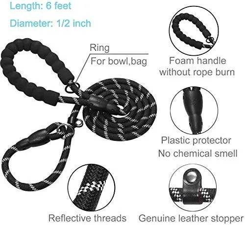 Haapaw 2 paquetes de correa para perro con cómodo mango acolchado reflectante, cuerda de escalada de montaña, correas de entrenamiento para perros grandes, medianos y pequeños (6 pies)
