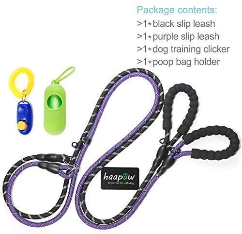 Haapaw 2 paquetes de correa para perro con cómodo mango acolchado reflectante, cuerda de escalada de montaña, correas de entrenamiento para perros grandes, medianos y pequeños (6 pies)