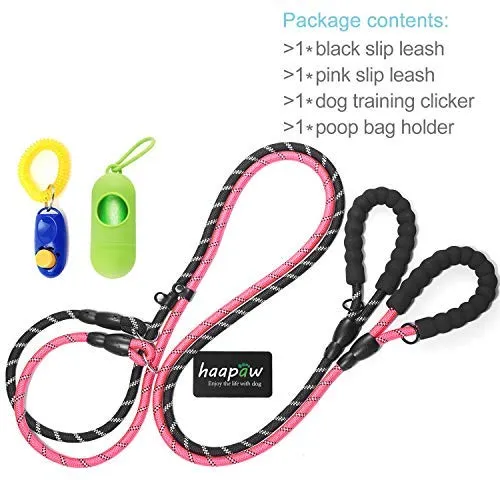 Haapaw 2 paquetes de correa para perro con cómodo mango acolchado reflectante, cuerda de escalada de montaña, correas de entrenamiento para perros grandes, medianos y pequeños (6 pies)