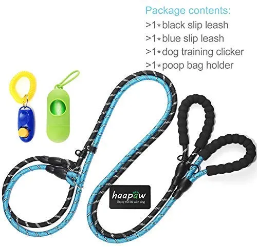 Haapaw 2 paquetes de correa para perro con cómodo mango acolchado reflectante, cuerda de escalada de montaña, correas de entrenamiento para perros grandes, medianos y pequeños (6 pies)